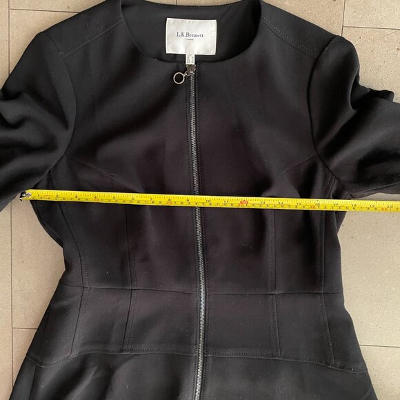 L.K. Bennett London UK Black Dress-Full Front Zipper-Size 12 - Picture 8 of 14